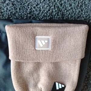 Taupe Knit Beanie with Fold-Over Cuff